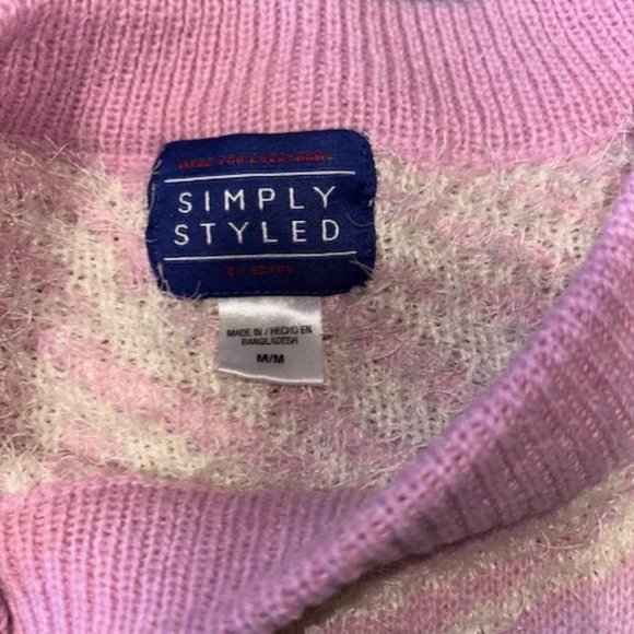 Simply Styled Women's Colorblock Pullover Sweater Zebra Pink White Size M Medium - Picture 4 of 5